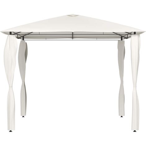 Tonnelle Barnum de Jardin, Pavillon, Pergola, Tente de jardin, avec revêtement de poteaux 3x3x2,6 m Crème 160 g/m² OIB1966E (1/4)
