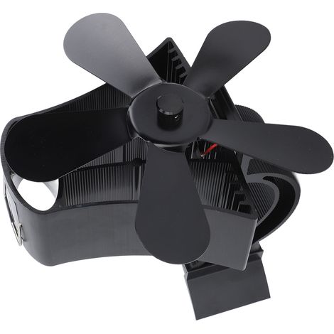 Leiser, 5-flügeliger, magnetischer Wandlüfter für Kamine und Holzöfen, schwarz (1/5)