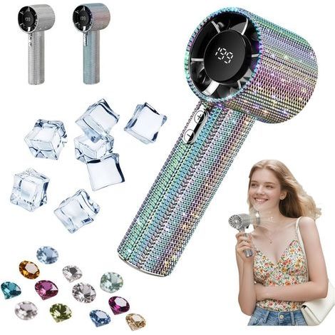 Mini Ventilateur à Main Bling Bling, Rechargeable avec Affichage Numérique-Multicolore (1/5)