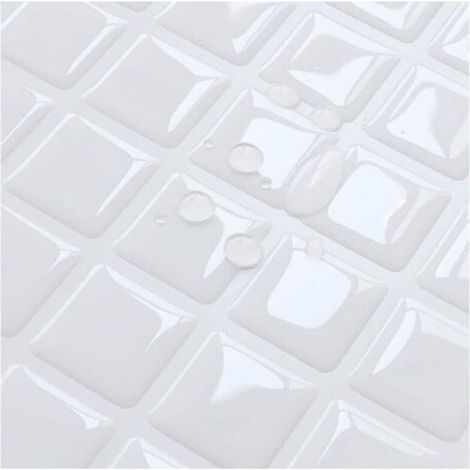 Self-Adhesive Tile Wallpaper Small White Plaid 24 x 24 cm Mosaic Style Wall Sticker Decorative Waterproof Film for Bathroom and Kitchen Wall Tiles (1/4)
