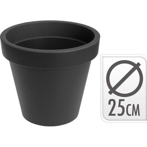 Pot de culture - PSbrand - Diamètre supérieur 25 cm - Anthracite - Rond - Non avec réserve d'eau (1/5)