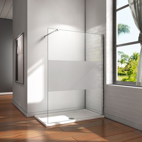 [PRODUIT D'OCCASION]1200x2000x8mm paroi de douche bande central dépoli  walk in paroi de fixation Italien avec barre de fixation extensible