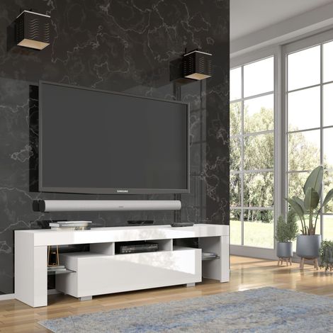 Mueble de TV PANAMA 160 cm blanco mate/blanco brillo