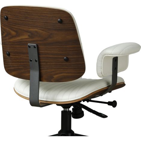 Chaise de bureau 73x59x87 cm en simili cuir beige et métal, pivotante, pour bureau – MEUBLIV (1/5)