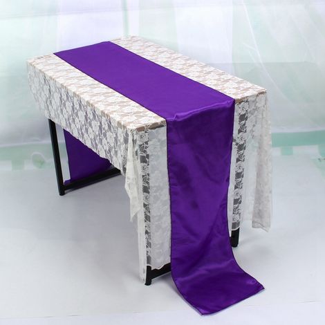 Chemin de table 30 x 275 cm pour décoration de table de banquet de mariage (violet) (1/4)