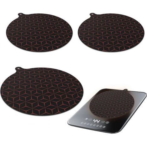 Lot de 4 protège-plaque silicone, 22 cm et 24.5 cm, résistant chaleur, antidérapant, pour plaque induction (1/5)