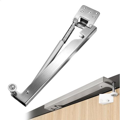 Groom Fermeture Porte, Ferme-Porte Automatique, Ferme-Portes Hydraulique Automatique pour Portes Coulissantes – Modèle En Acier Inoxydable Avec Butée À Gauche – Fixation À Plusieurs Trous (1/5)