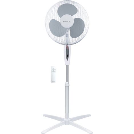 Ventilateur sur pied Nametil avec télécommande et minuterie Ø43cm 45W Blanc