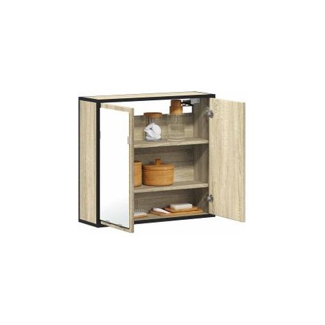 Armoire à miroir de salle de bain chêne sonoma bois ingénierie (1/5)