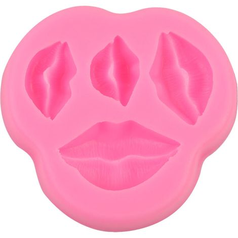 Pongnas Moule à Gâteau en Silicone Fait Maison en Forme de Lèvres, Outil de Cuisson pour Fêtes D'anniversaire, Rose/gris (PINK) (1/5)