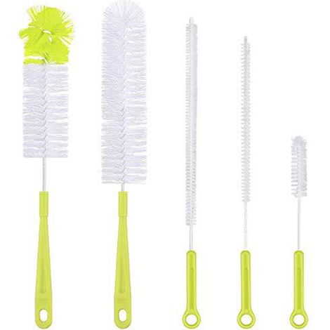 Brosse de nettoyage longue pour bouteilles, brosse à vaisselle et à légumes à long manche pour le lavage des bouteilles à col étroit (bière, eau). (1/5)