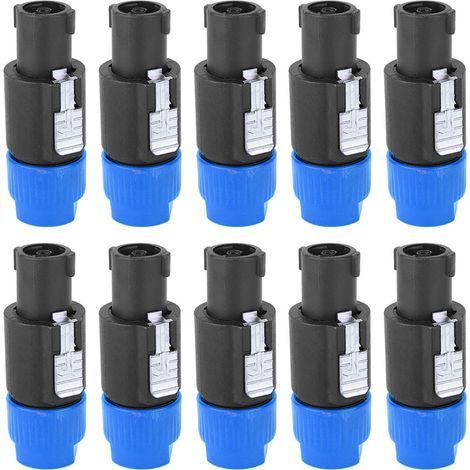 Connecteur de haut-parleur audio 10pcs C NL4FC Connecteur de câble de bougie Speakon (bleu) étanche à 4 broches (bleu) (1/5)