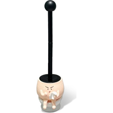 Brosse de toilette noire fantaisie avec support, motif dessin animé mignon et résistant, cadeau original et amusant pour une pendaison de crémaillère, idéale pour la maison, le camping et l'usage dome (1/5)