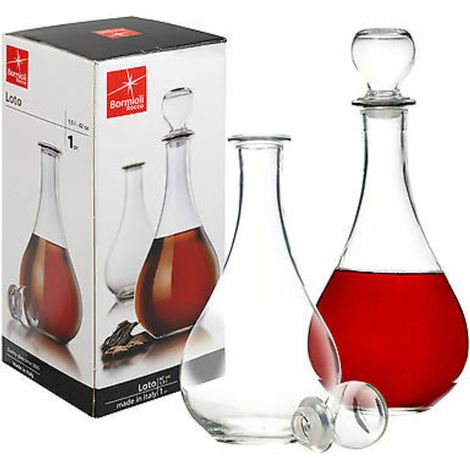 DECANTER LOTO BORMIOLI ROCCO CON TAPPO PER ACQUA VINO BRANDY SHERRY LIQUORE SUCCHI 1,5 LITRI