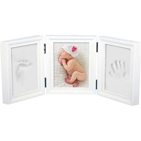 DBBEGK Babyin Kit de souvenir pour bébé Empreinte main ou pieds avec cadre en bois - Blanc (1/4)
