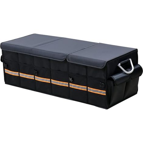 Contenitore portaoggetti per bagagliaio auto, organizer per auto - Robusto, pieghevole, multi-scomparto - Accessori essenziali per auto Nero (XL 35,4 x 13,8 x 11,8'')