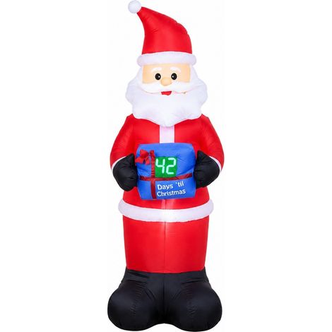 Père Noël gonflable lumineux LED de 2,1 m, décoration de Noël extérieure conforme aux normes européennes (1/2)