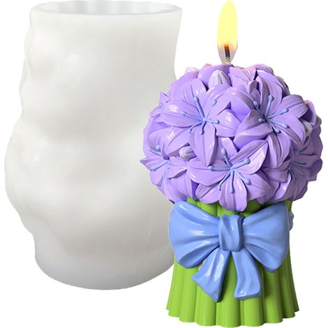 Moule À Bougie En Silicone - Moule 3D Bouquet De Roses Pour Cire Et Résine Époxy - Décoration Maison Et Cadeaux Fait-Main - 1 Pièce (1/5)
