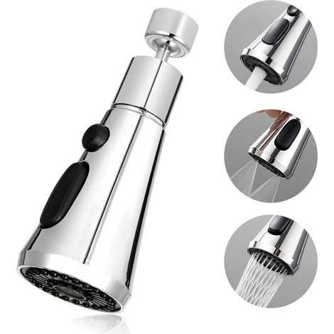 1 Embout Robinet Cuisine, 3 Modes, Aérateur 360° Rotatif, Pour Filetage 22mm (1/5)