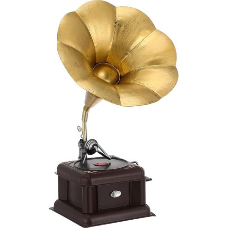 Tourne-Disque rétro Vintage en Fer et résine, pièce jointe nostalgique pour décoration intérieure de Bars et Salons (1/5)