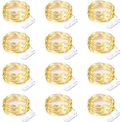 Guirlande lumineuse à piles (lot de 20), fil argenté de 2,13 m, jaune chaud, étanche, idéale pour mariages, fêtes et Noël. (1/5)