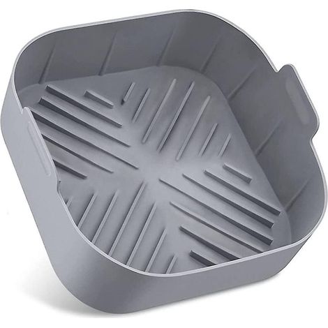 Quadratische Silikon-Heißluftfritteusen-Einsätze, 1 Stück, wiederverwendbare Silikon-Heißluftfritteusen-Töpfe, lebensmittelechtes Ofenzubehör (8,2 Zoll) (1/5)