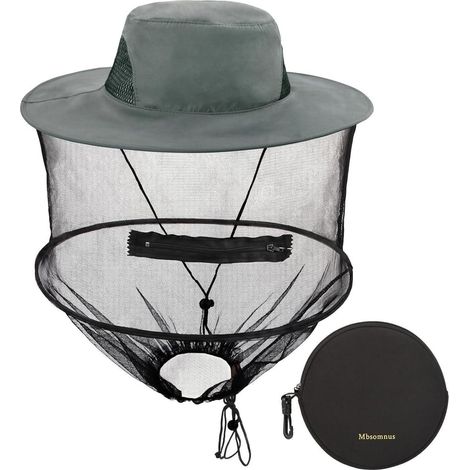 Imkerhut mit Moskitonetz, Sonnenschutz, atmungsaktiv, grau, faltbar (1/5)