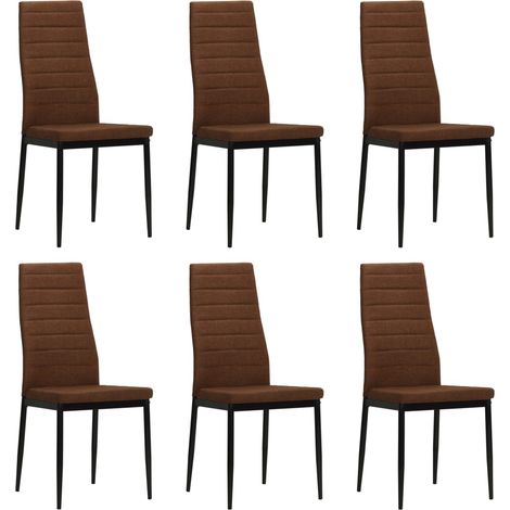 Juego de 6 sillas de cocina comedor de estilo moderno en tela marrón CDS022624