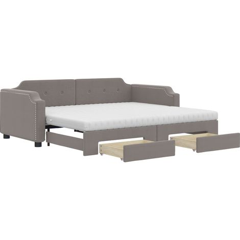 Maison Exclusive - Lit de jour avec gigogne et tiroirs taupe 100x200 cm tissu