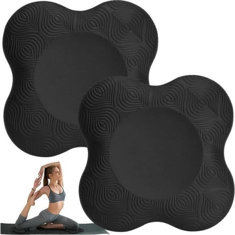 Genouillère Yoga - TPE - Antidérapant - 20x20 Cm - Noir - 2 Pièces (1/3)