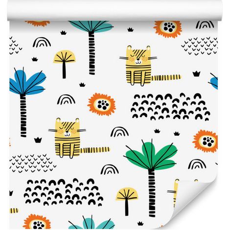 Papier peint animaux chats et arbres pour salon et chambre 50x1000 cm (1/5)