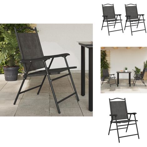 Chaises de jardin pliables lot de 2 en acier et textilène - Chaise De Jardin - Fauteuil De Jardin - Mobilier De Jardin - Terrasse - Jardin (1/5)