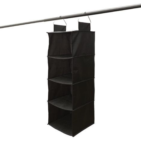 Etagère Pliable Souple à Suspendre en Tissu Gris 4 Casiers (1/5)