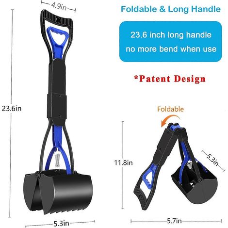 Ramasse-crottes UPSKY pour chiens de toutes tailles, pliable, avec ressort et matériaux robustes, facile à utiliser sur l'herbe, la terre et les graviers. (1/4)