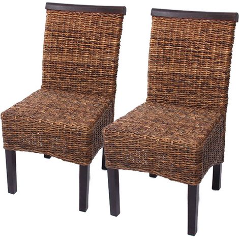Lot de 2 chaises M45, banane tressée, 47x54x93cn, pieds foncés (1/5)