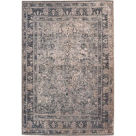Tapis Tissé Oriental Vintage à Motifs "Faye" Noir 75 x 150 cm (1/3)