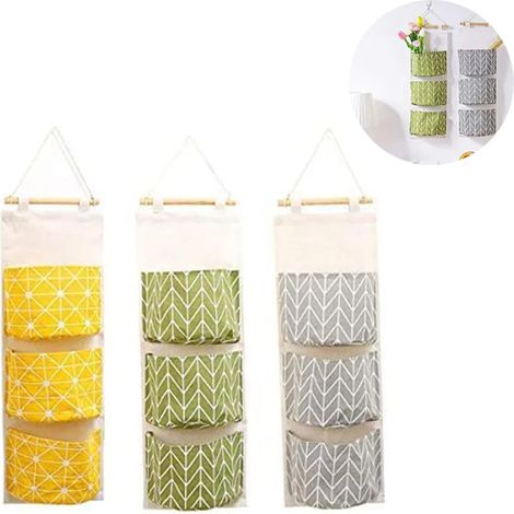 3 Bolsillos Organizador Colgante Bolsa de Pared para Niños Baño Dormitorio Oficina (1/4)