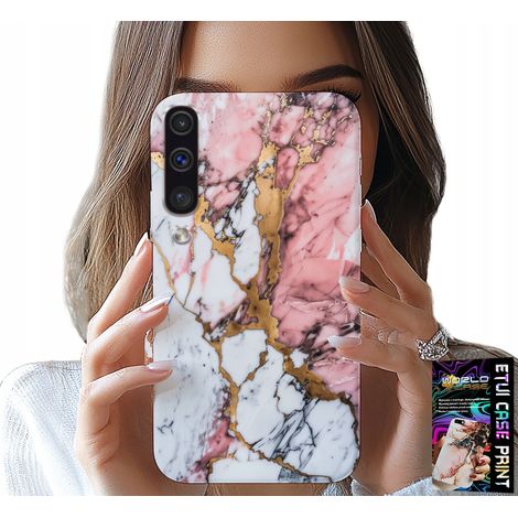 Custodia per Samsung A50 / A30S - effetto marmo rosa e bianco, motivo pietra (1/5)