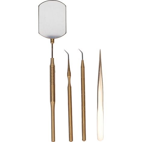 Miroir d'inspection des cils rotatif universel en acier inoxydable + pince à cils, ensemble de 4 outils pour extensions de cils, doré. (1/5)