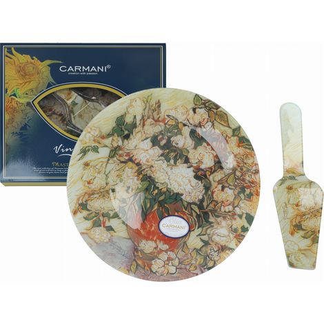 Carmani, plato decorativo y utilitario con espátula - VAN gogh/Flores en un jarrón (1/4)