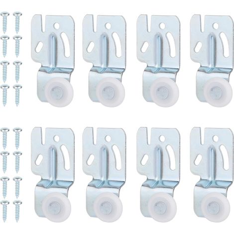 8pcs Sliding Cabinet Door Hardware Kit, Top Mounting Casters for Cupboard and Kitchen Doors from 3/4" to 1-3/8" Thick 16 Screws Included (1/5)