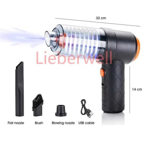 Aspirateur de voiture sans fil, Mini aspirateur Portable avec forte aspiration et souffleur, double usage pour l'intérieur de la voiture, nettoyage des poils d'animaux domestiques,Black (1/5)