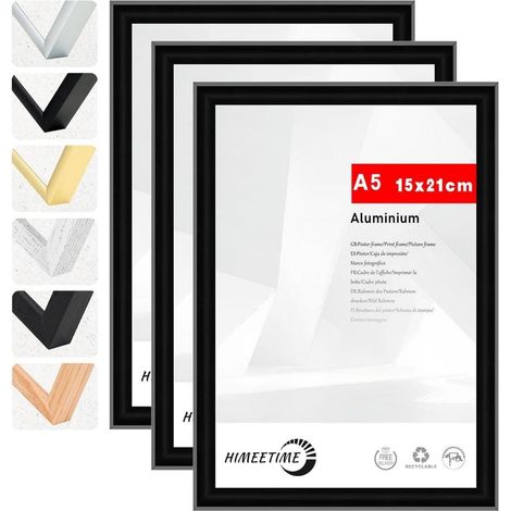 Bilderrahmen A5 14,8x21 cm Schwarz Alu Schwarz A5(14.8x21cm) 3x (1/5)