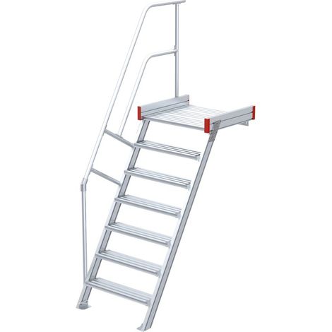 Euroline 511 Podesttreppe 60° 800mm Stufenbreite 7 Stufen Alu gerieft