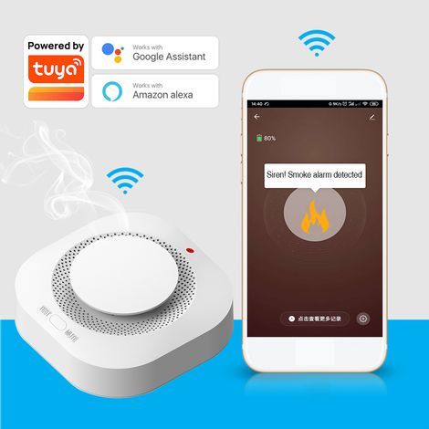 Tuya Smart WiFi Rauchmelder – Feuermelder für Zuhause, Benachrichtigung per App, Alarm für Küche, Schlafzimmer, Büro, Alexa-kompatibel (1/5)