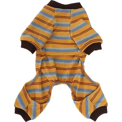 Pyjama rayé pour chien, combinaison douce, extensible et chaude à 4 pattes avec poche, idéale pour le printemps et la maison (taille XL). (1/2)
