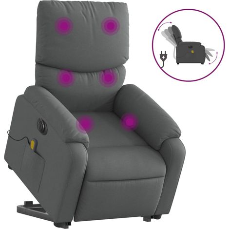 Maison Exclusive - Poltrona Alzapersona Massaggi Elettrica Grigio Scuro Tessuto