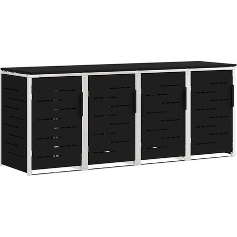 Armoire de rangement pour poubelle noire, dimensions : 276 x 77,5 x 112,5 cm (1/5)