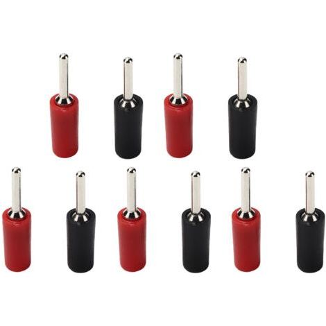 5 Sets Banana Plugs, Nickel Plated Brass Straight Pin, for J.10001 2mm Inner Spring Panel Socket (Red Black) (1/5)
