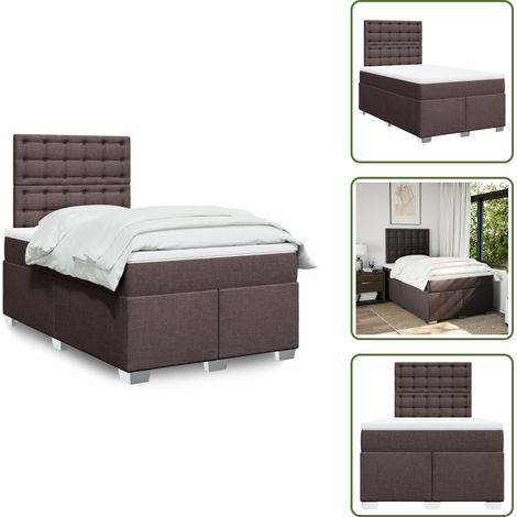 Sommier à lattes de lit et matelas marron foncé 120x190cm tissu - Sommier À Lattes De Lit - Sommiers À Lattes De Lit - Lit - Meuble De Chambre À Coucher (1/5)